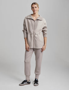 Cotswold Longline Zip Jacket in Taupe Marl