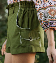 Load image into Gallery viewer, Olive Shorts with Stitch Detail
