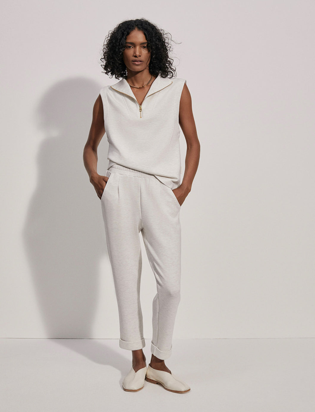 The Rolled Cuff Pant 25 in Ivory Marl