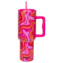 Load image into Gallery viewer, Hot Pink Retro Swirl Valentine&#39;s Day Stainless Steel Tumbler
