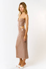 Load image into Gallery viewer, LACE UP SEQUIN CORSET TOP W/ MAXI SKIRT
