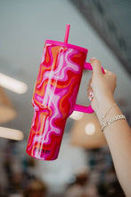 Load image into Gallery viewer, Hot Pink Retro Swirl Valentine&#39;s Day Stainless Steel Tumbler
