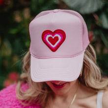 Load image into Gallery viewer, Heart Stack Chenille Patch Valentine&#39;s Day Foam Trucker Hat
