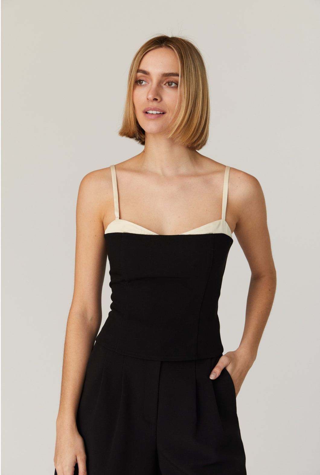 Azra Twill Corset Strappy Top