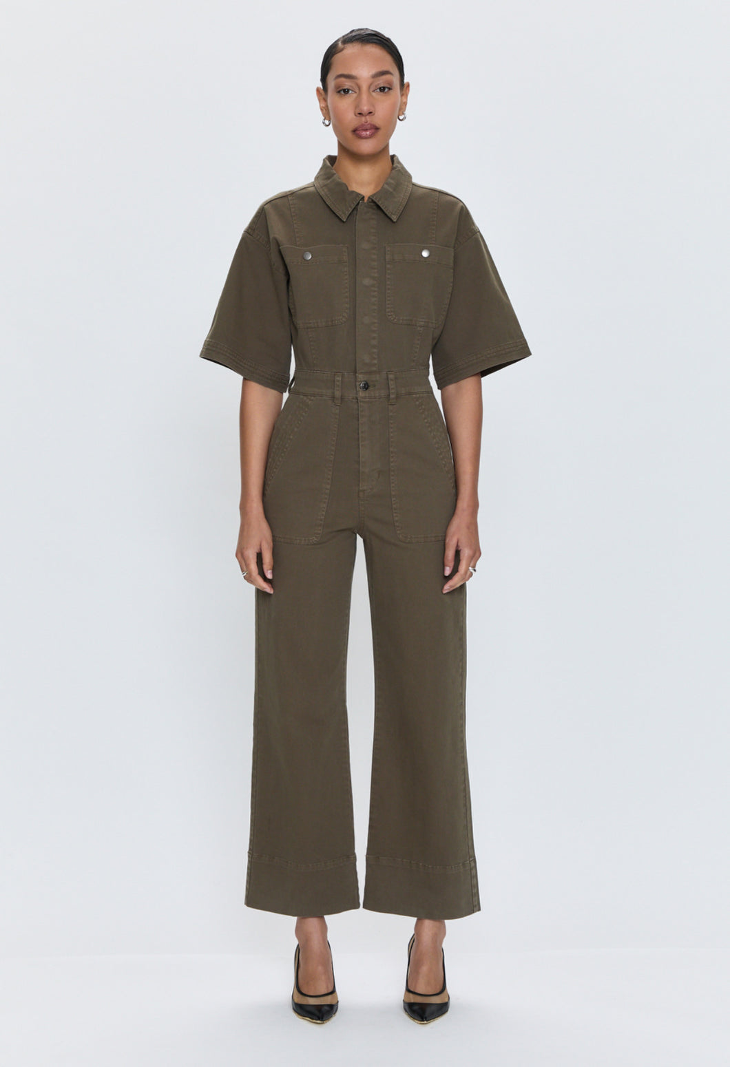 Bernice S/S  Utility Jumpsuit-Deep Olive