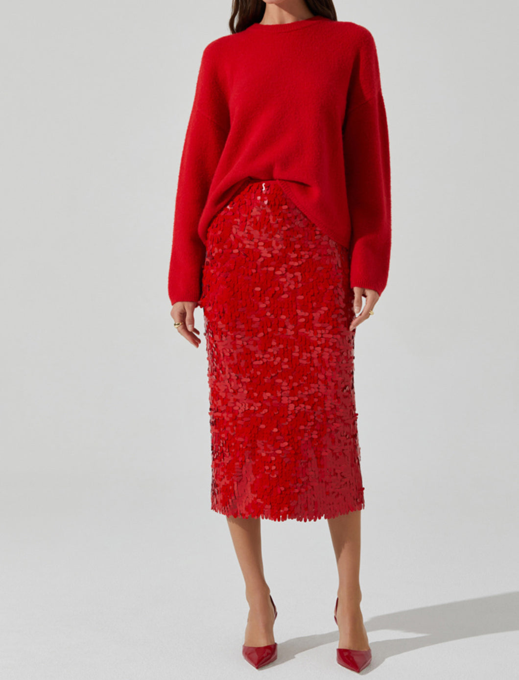 Amos Red Sequin Skirt