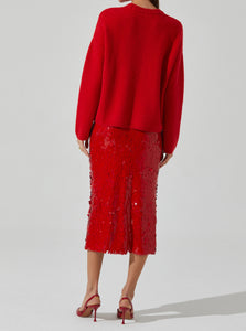 Amos Red Sequin Skirt