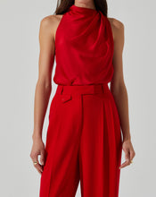 Load image into Gallery viewer, Satin Red Drape Front Blouse
