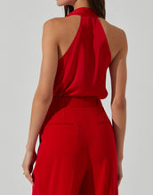 Load image into Gallery viewer, Satin Red Drape Front Blouse
