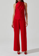 Load image into Gallery viewer, Satin Red Drape Front Blouse
