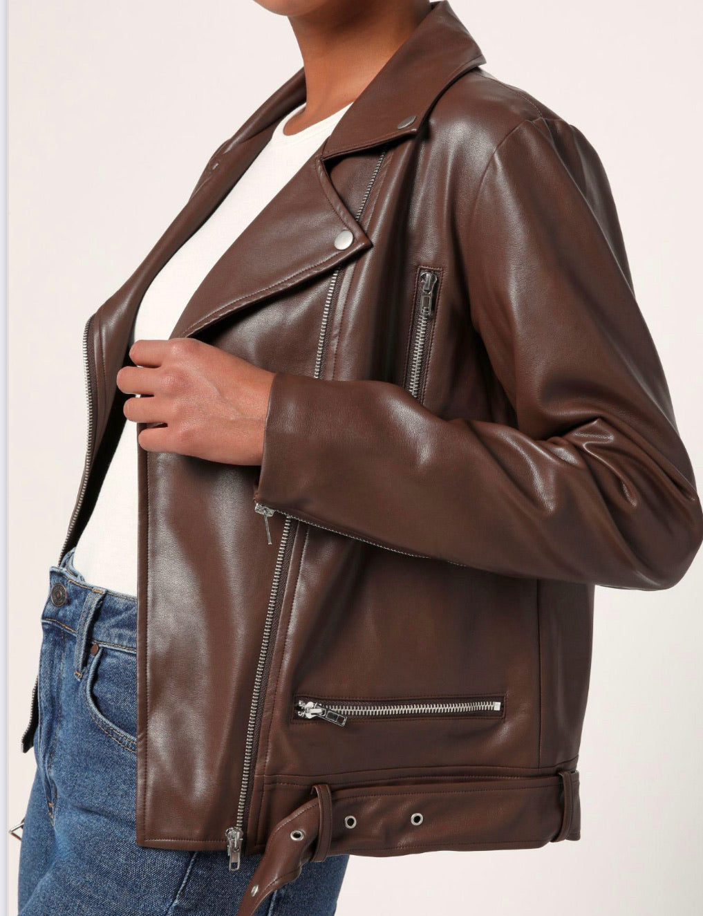 Brown Faux Leather Jacket