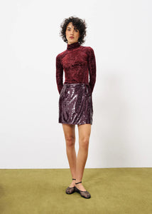 Bordeaux Sequin Skirt