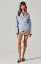 Load image into Gallery viewer, Blue and White Wrap Front Blouse - Kirk and VessASTR THE LABEL
