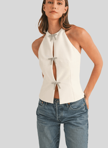 Bow Front Top in Ivory - Kirk and VessUnder $100