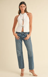 Bow Front Top in Ivory - Kirk and VessUnder $100