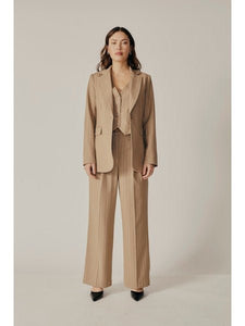 Camel Pinstripe Blazer - Kirk and VessDeluc