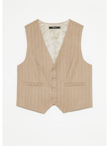 Camel Pinstripe Vest - Kirk and VessDeluc