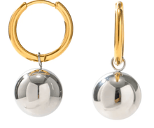 Load image into Gallery viewer, Charm - Ball and Hoop Two - Tone mixed metal Earring - Kirk and VessHoopLa Style
