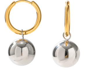 Charm - Ball and Hoop Two - Tone mixed metal Earring - Kirk and VessHoopLa Style