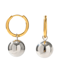 Load image into Gallery viewer, Charm - Ball and Hoop Two - Tone mixed metal Earring - Kirk and VessHoopLa Style
