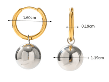 Load image into Gallery viewer, Charm - Ball and Hoop Two - Tone mixed metal Earring - Kirk and VessHoopLa Style
