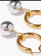 Load image into Gallery viewer, Charm - Ball and Hoop Two - Tone mixed metal Earring - Kirk and VessHoopLa Style
