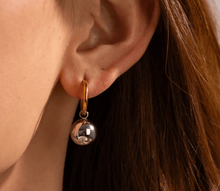 Load image into Gallery viewer, Charm - Ball and Hoop Two - Tone mixed metal Earring - Kirk and VessHoopLa Style
