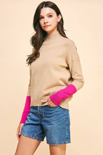 Load image into Gallery viewer, COLOR BLOCK MOCK NECK SWEATER - TAUPE PINK - Kirk and VessPINCH
