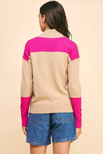 Load image into Gallery viewer, COLOR BLOCK MOCK NECK SWEATER - TAUPE PINK - Kirk and VessPINCH
