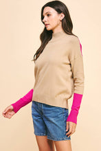 Load image into Gallery viewer, COLOR BLOCK MOCK NECK SWEATER - TAUPE PINK - Kirk and VessPINCH
