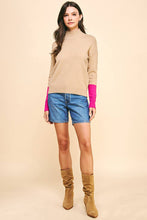 Load image into Gallery viewer, COLOR BLOCK MOCK NECK SWEATER - TAUPE PINK - Kirk and VessPINCH
