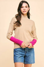 Load image into Gallery viewer, COLOR BLOCK MOCK NECK SWEATER - TAUPE PINK - Kirk and VessPINCH
