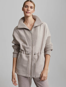 Cotswold Longline Zip Jacket in Taupe Marl - Kirk and VessVarley