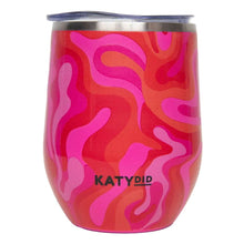 Load image into Gallery viewer, Hot Pink Retro Swirl Stemless Wine Tumbler
