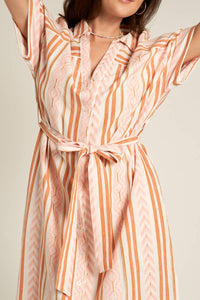 Striped Button Down Midi Shirt Dress