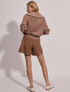 Eloise Full Zip Knit Sweater in Warm Taupe - Kirk and VessVarley