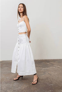 Flared Button Front Midi Skirt - Kirk and VessMoon River