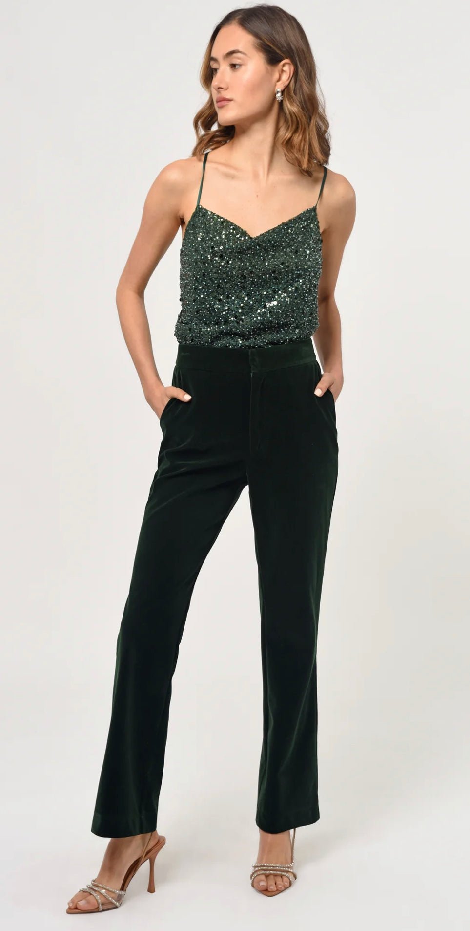 Green Velvet Ankle Pants - Kirk and VessGreylin