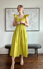 Load image into Gallery viewer, Moss Green Ruched Midi Dress
