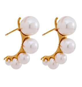 Modern Pearl Huggie Earrings (2 Colors)
