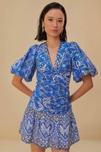 Load image into Gallery viewer, Blue Tile Short Sleeve Mini Dress
