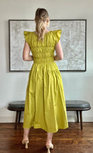 Load image into Gallery viewer, Moss Green Ruched Midi Dress
