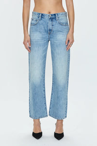 Lexi Mid Rise Bowed Straight Jeans in Bowie