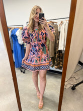 Load image into Gallery viewer, Farm Rio Seashell Tapestry Pink Mini Dress
