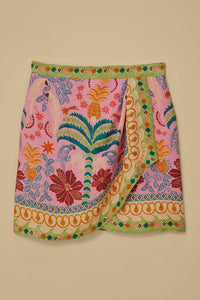 Fruits Queen Scarf Print Mini Skirt