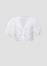 Load image into Gallery viewer, White Eyelet Cropped Blouse
