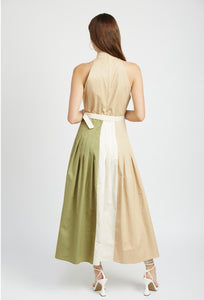 Colorblock Neutral Midi Dress