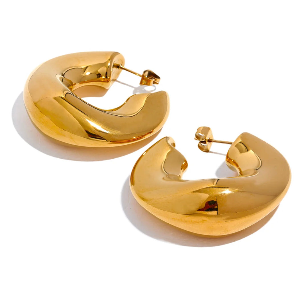 Geometric Chunky Gold Hoop Earrings
