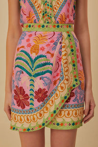 Fruits Queen Scarf Print Mini Skirt