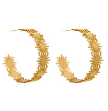 Load image into Gallery viewer, Starburst Hoops Hypoallergenic 18k Gold Plated
